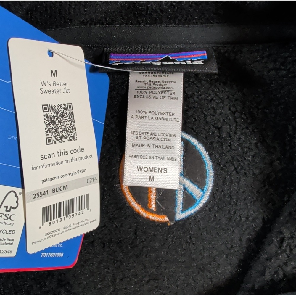 Patagonia Better Sweater Jacket Full Zip Women's Size Medium Black Company Logo - Picture 6 of 12